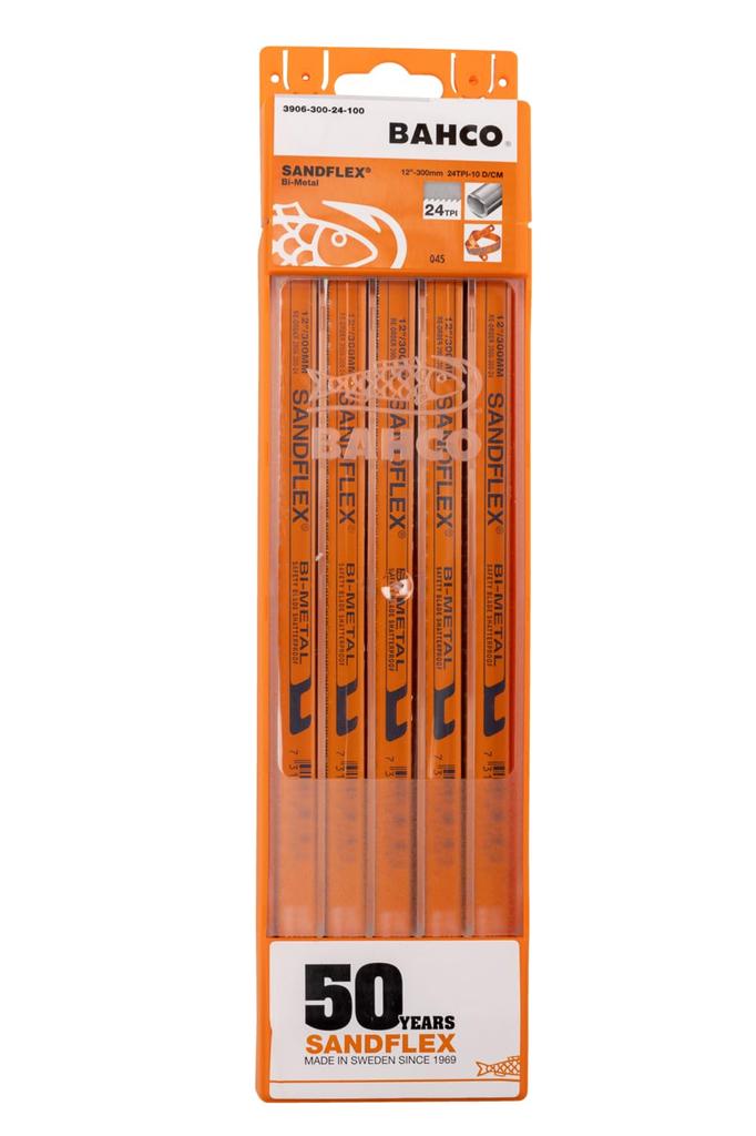 BAHCO Hand Hacksaw Blade Replacement 250mm X 24 Pack of Blades, Bimetal, Teeth, 100, 3906-250-24-100