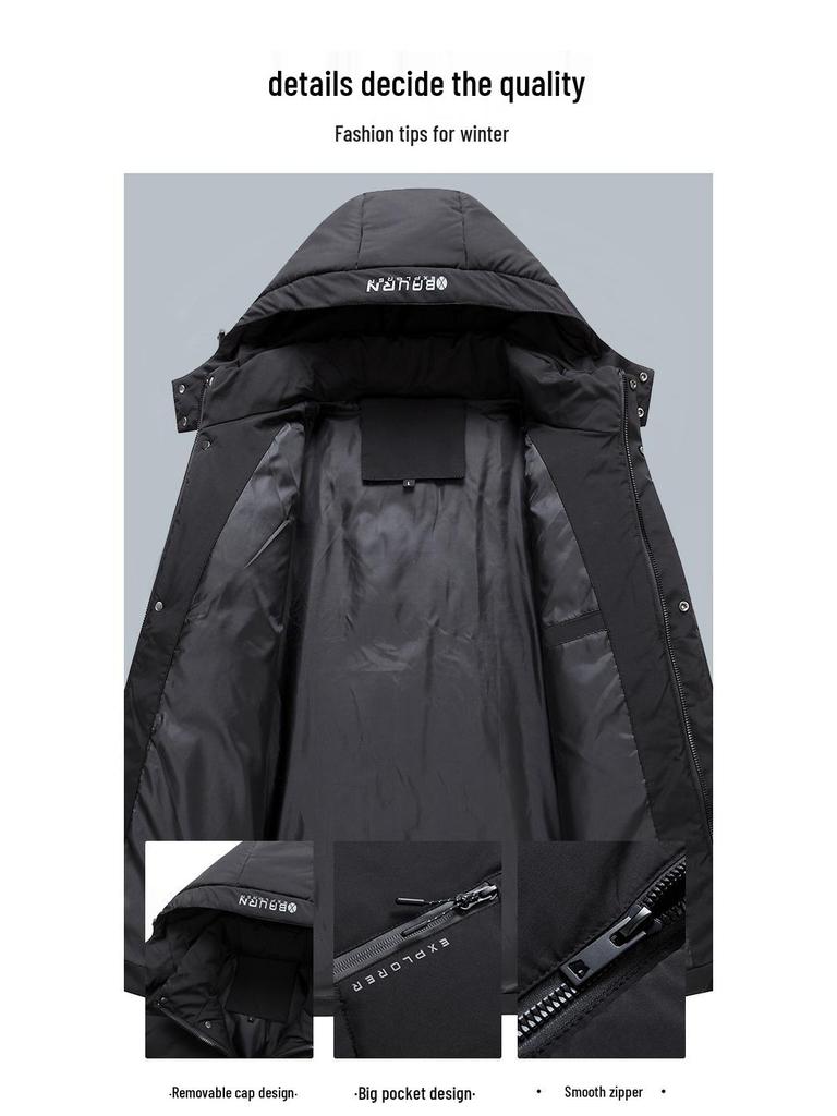 Winter Men's Business Down Jacket for Seniors - Thick, Warm, Plus Size Short Coat