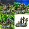 Resin Rockery Waterwheel for Fishtanks Aquariums Landscape Decoration with Pavilions Fish Shrimp Shelter Cave Decoration
