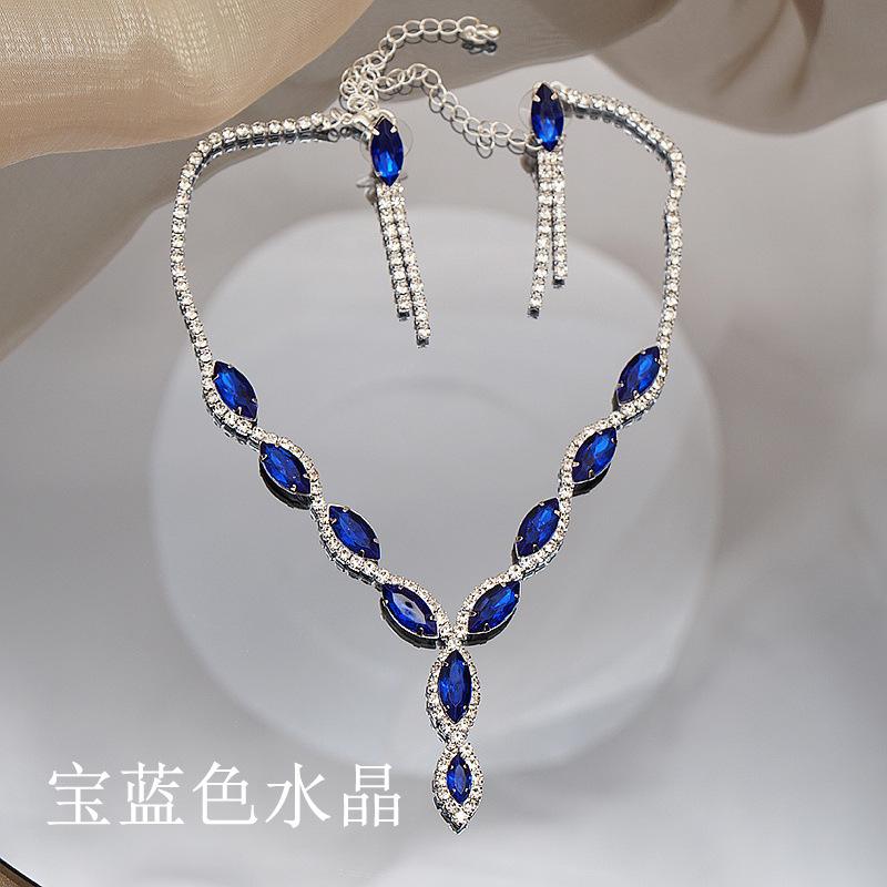 Luksusowy kryształowy diamentowy naszyjnik kolczyki dwuczęściowy zestaw Party Dress kobiety akcesoria naszyjnikowe biżuteria