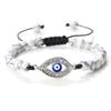Devil's Eye Round Bead Bracelet with Plated Alloy Woven Cord