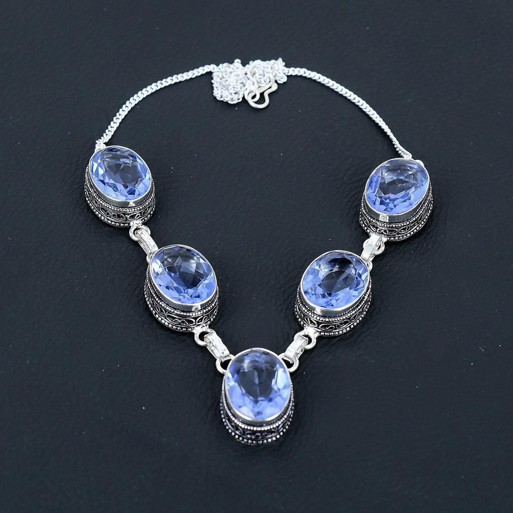 Iolite Gemstone Handmade 925 Sterling Silver Necklace, Antique Jewelry Necklace, Iolite Necklace For Women, Birthstone Jewelry For Gifts