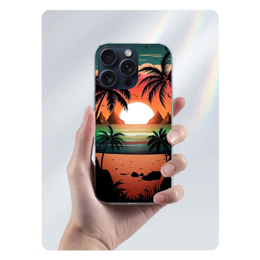 Beautiful Seaside Coconut Trees Clear Phone Case For Iphone 17 Air 16 Pro Max 15 Pro 14 Plus 17E 16E 11 13 12 Mini Cover Cases F