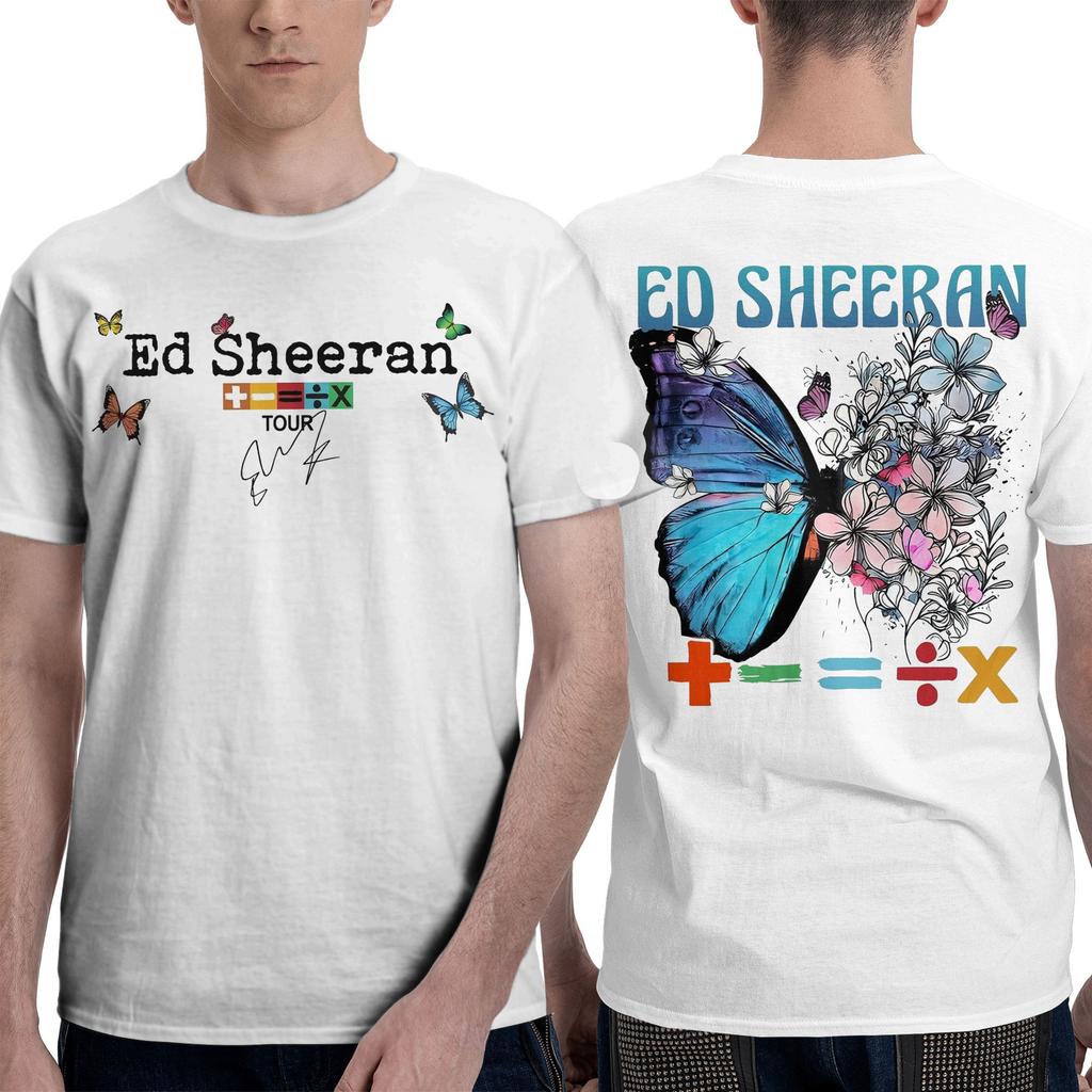 Unique Album Ed Butterfly Logo Sheeraned Tour Music Butterfly T Shirt Men Women's Cotton   Tees Shirt Classic Clothing