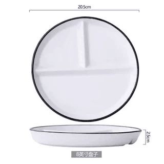 One Person Vegetable Plate Home Ceramic Cartoon Children's Divided Plate Three Panel Breakfast Plate with Separate Dishes