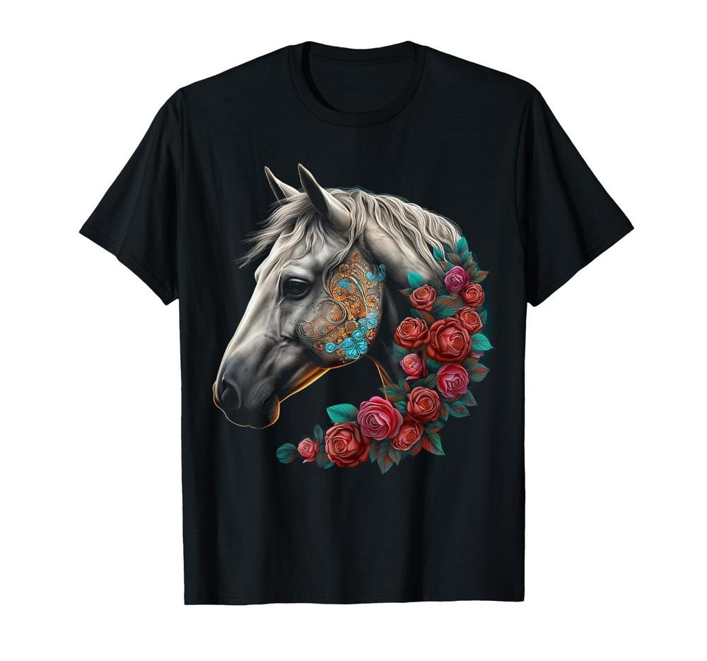 

Horse Mandala Flower Animal Motif Horse T-Shirt XL