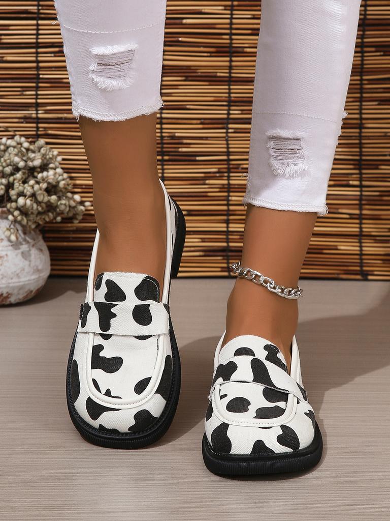 Wear Thick Soled Cow Print Soft Surface Lightweight and Comfortable Women's Single Shoes for Outerwear