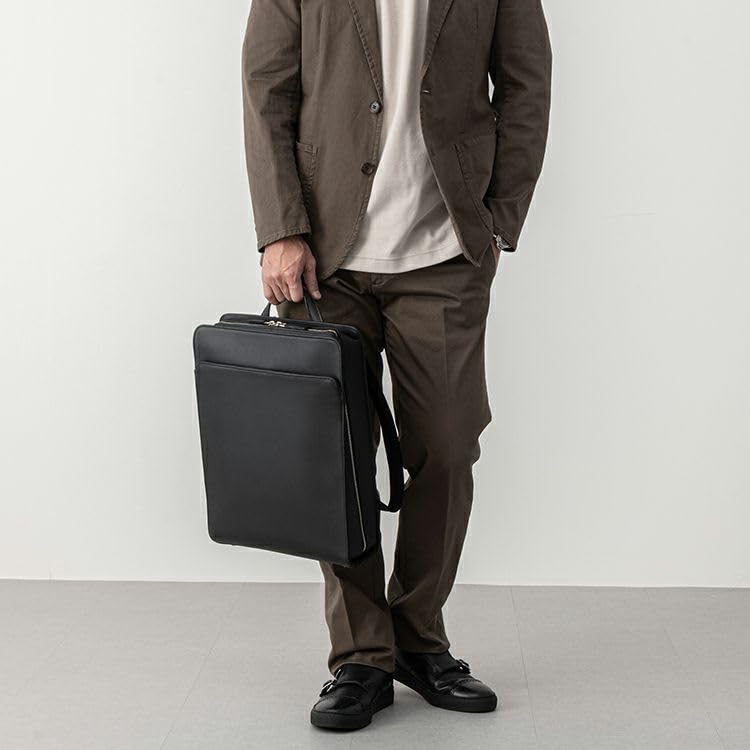 Tryon Official Backpack, A4 Size, Gusseted Square, Genuine Leather, Business Bag for Commuting, Men and Women, Large Capacity, Fits 13-inch PC, ALFA