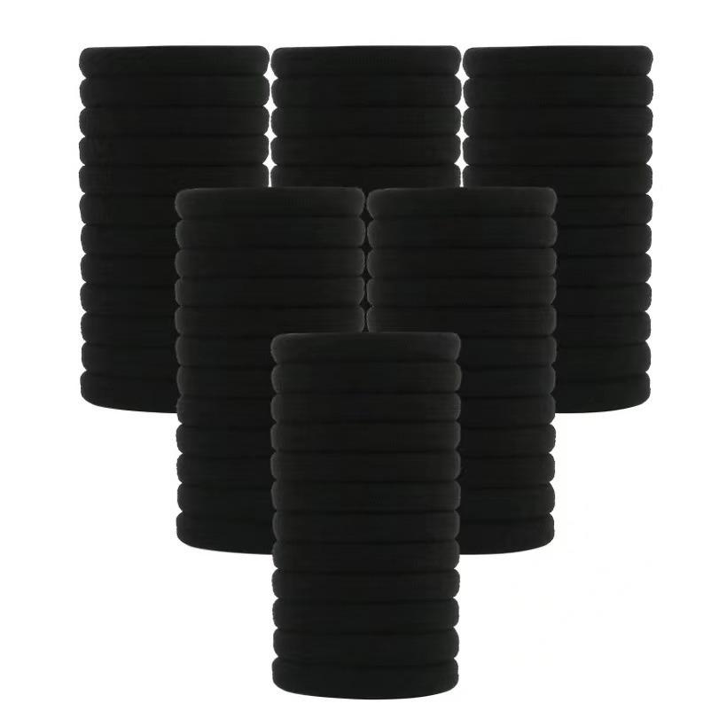 5cm Large Black Seamless Elastic Hair Tie - Durable & Gentle on Hair