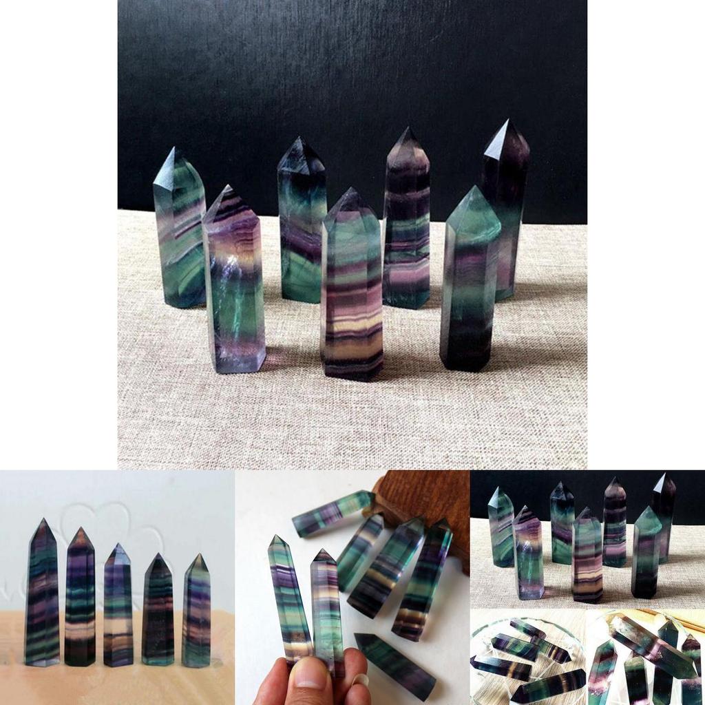 Unique Natural Fluorite Quartz Crystal Stone Healing Amethyst Hexagonal Wand Point For Spiritual Growth