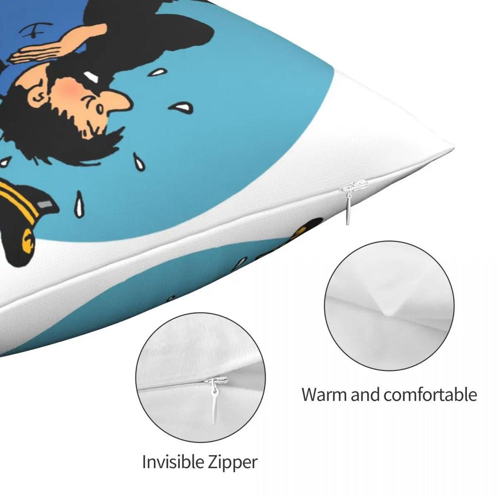 Captain Haddock Polyester Cushion Cover Adventures of TinT Fantasy Comics Home Car Decorative Washable Cojines Decorativos