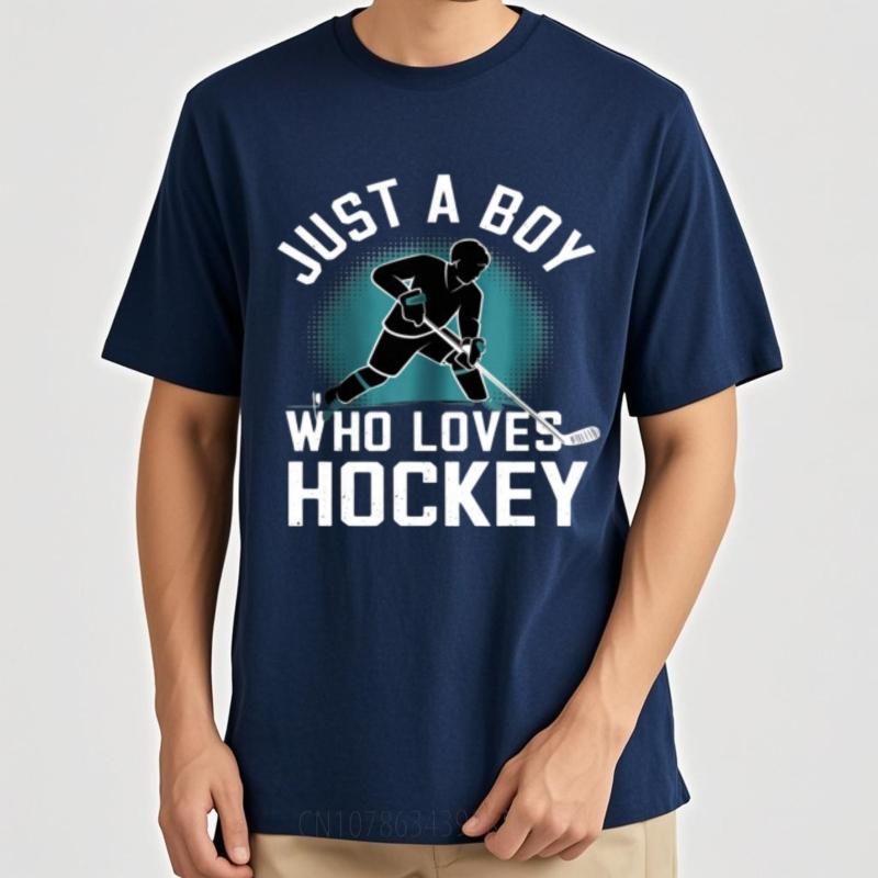 Rock For Her Oneck Tshirt Cotton Just A Boy Who Loves Hockey Minimalist Boys Teeshirt Relaxed Fit Tshirt Oversized Tshirt