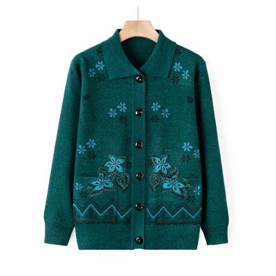 Alte Dame Herbstkleidung Reverspullover Damen Ältere Mutter Pulloverjacke Herbstkleidung Schwiegermutter Strickjacke