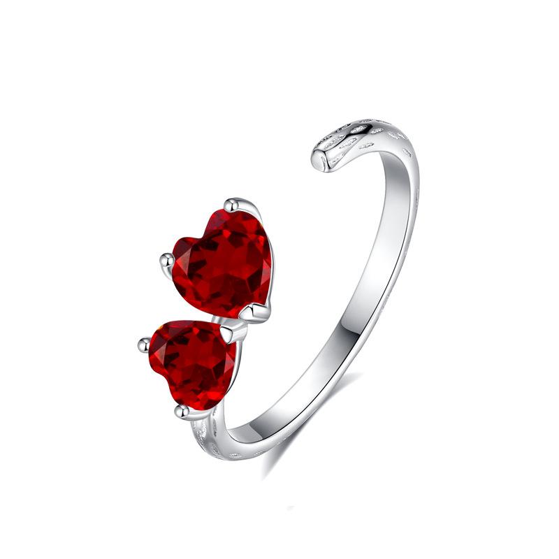 S925 sterling silver love natural stone opening ring for women, European and American light luxury temperament adjustable ring for women