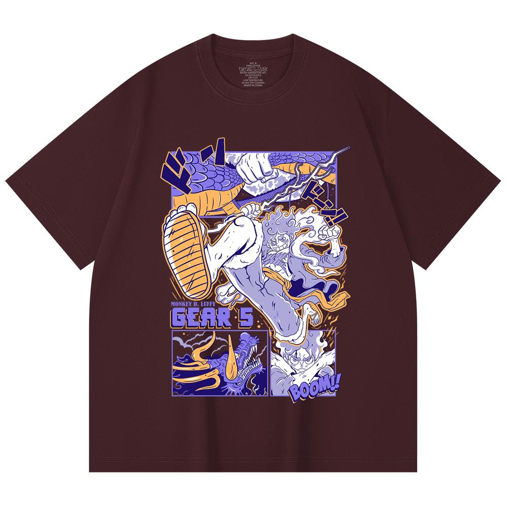 

230 Gsm 100% Cotton One Piece V22 Luffy Gear Print Unisex Heavy Cotton T Shirt 2XL