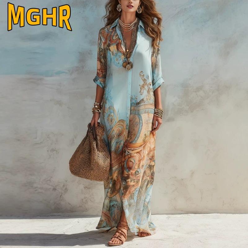 MGHR Moda Donna Autunno Inverno Manica Lunga Collo a Polo Abiti Casual