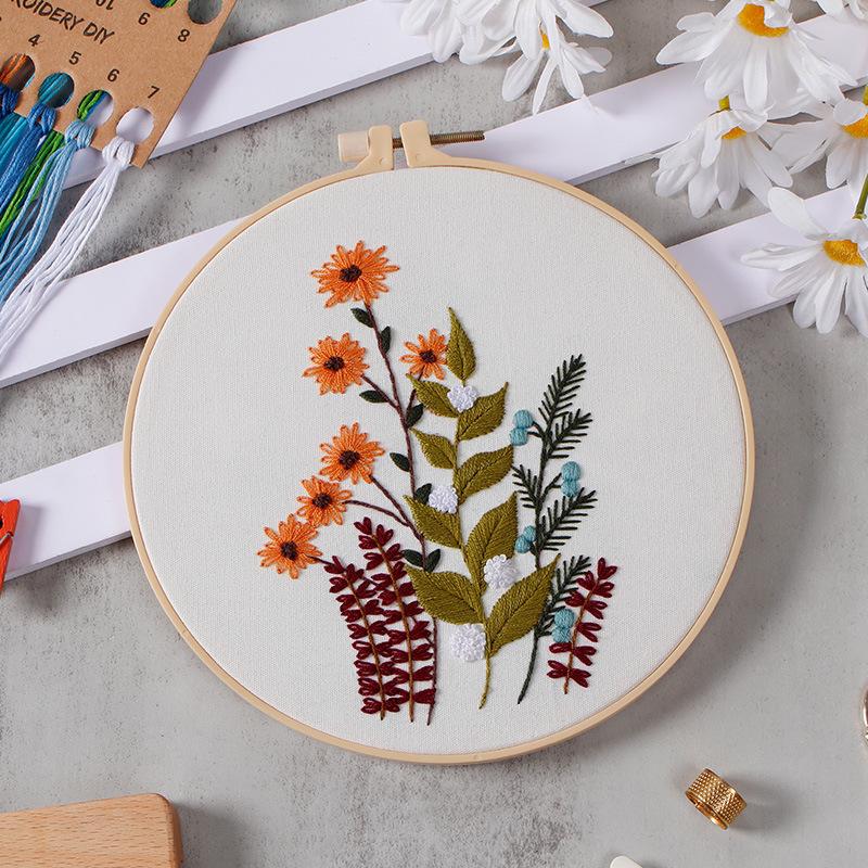 Diy Handmade Embroidery Material Package, European-Style Flowers And Plants Are Quiet And Demure, And The New Needle And Thread Set.
