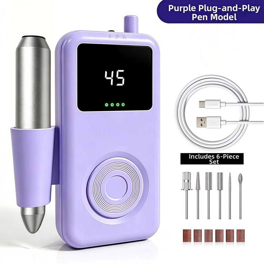 LED Display Electric Nail File 6 Grinding Heads Nail Grinder Nail Tools