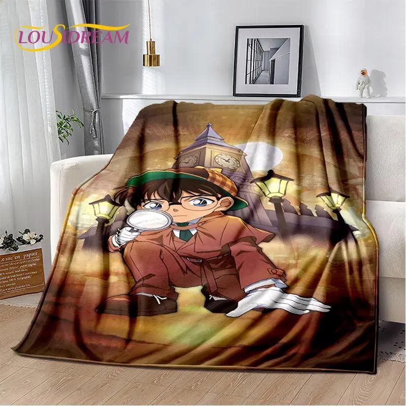 Detektyw Conan Cartoon Anime miękki pluszowy koc, flanelowy koc rzut koc do salonu sypialnia kanapa z funkcją spania narzuta na piknik 3D