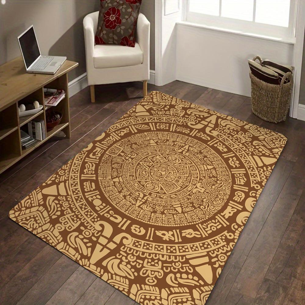 Ancient Aztec Calendar Print Anti-slip Rug Machine Washable for Living Room Kitchen Bedroom Decor Mat