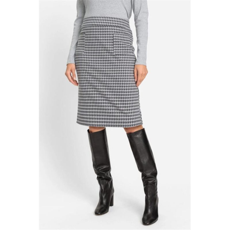 

to Europe Original Single Tail Goods Are Thick Woolen Small Plaid Women Spring and Autumn Professional Pocket Half Body Long dress Sheath Commuting Grey 46