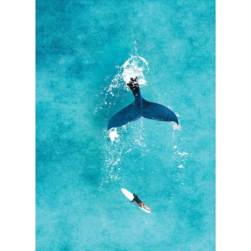 

Синяя акварель океан морской организм китовая акула манты постер морской пляж прибой холст картина настенное искусство для комнаты домашний декор 21cm×30cm NoFrame