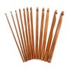 12 Pcs Ergonomic Handle Crochet Hooks Carbonized Bamboo Knitting Needles Set  For Handmade DIY