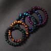 Festive Gifts Multicolor Tiger Eye Agate And Wooden Beaded Bracelet Set Bohemian Fashion Jewelry For Men Women Daily Wear Simple Versatile Accessory