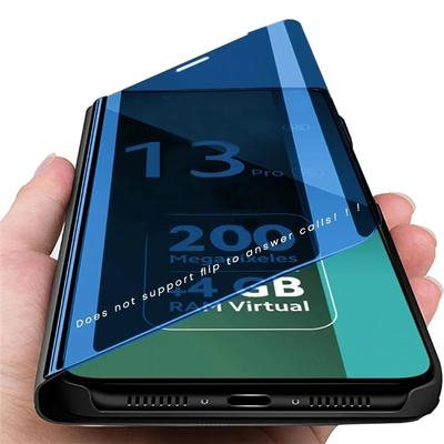 Klarer Spiegel Flip Leder Spiegel Handyhülle für Xiaomi Redmi Note 13 Note13 Pro Plus 13C K70E Poco X6 Pro 5G 4G stoßfester Ständerhalter Vollständige Abdeckung