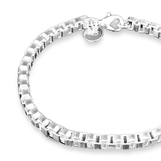 Bracelet Silver Plated Box Chain Fashion Unisex Bracelet Bangle Jewelry for Banquet