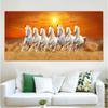 Seven Horses Running In Sand Canvas Painting Wall Art Sunrise Horse Group Posters and Prints for Living Room Wall Decor Cuadros