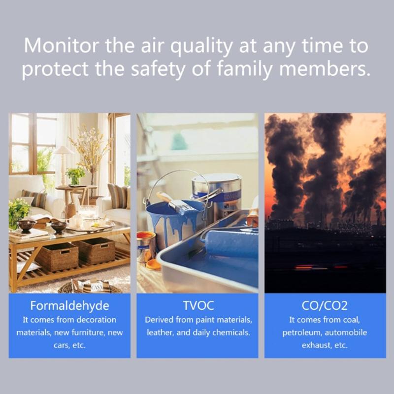 5-in-1 Indoor Air Quality Sensor HCHO/TVOC/AQI/CO / CO2 Meter Multifunctional Air Gas Detector Real for Time Data Record