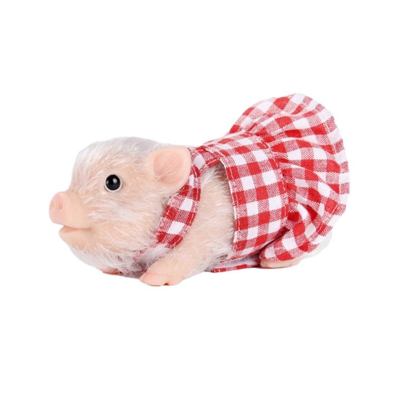 

Cute Animal Simulation Stress Relief Toy Soft Flower Dress Silicone Pig With Feeding Bottle For Kids