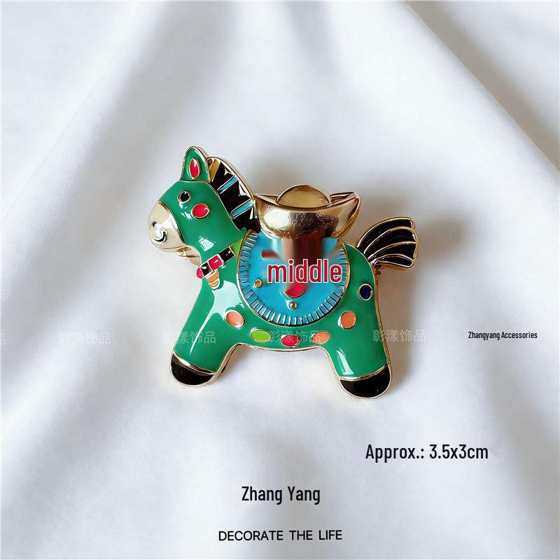 Exquisite Year of the Horse Zodiac Brooch: High-Grade, Cute Little Horse Pin for Women's Suits and Shirts