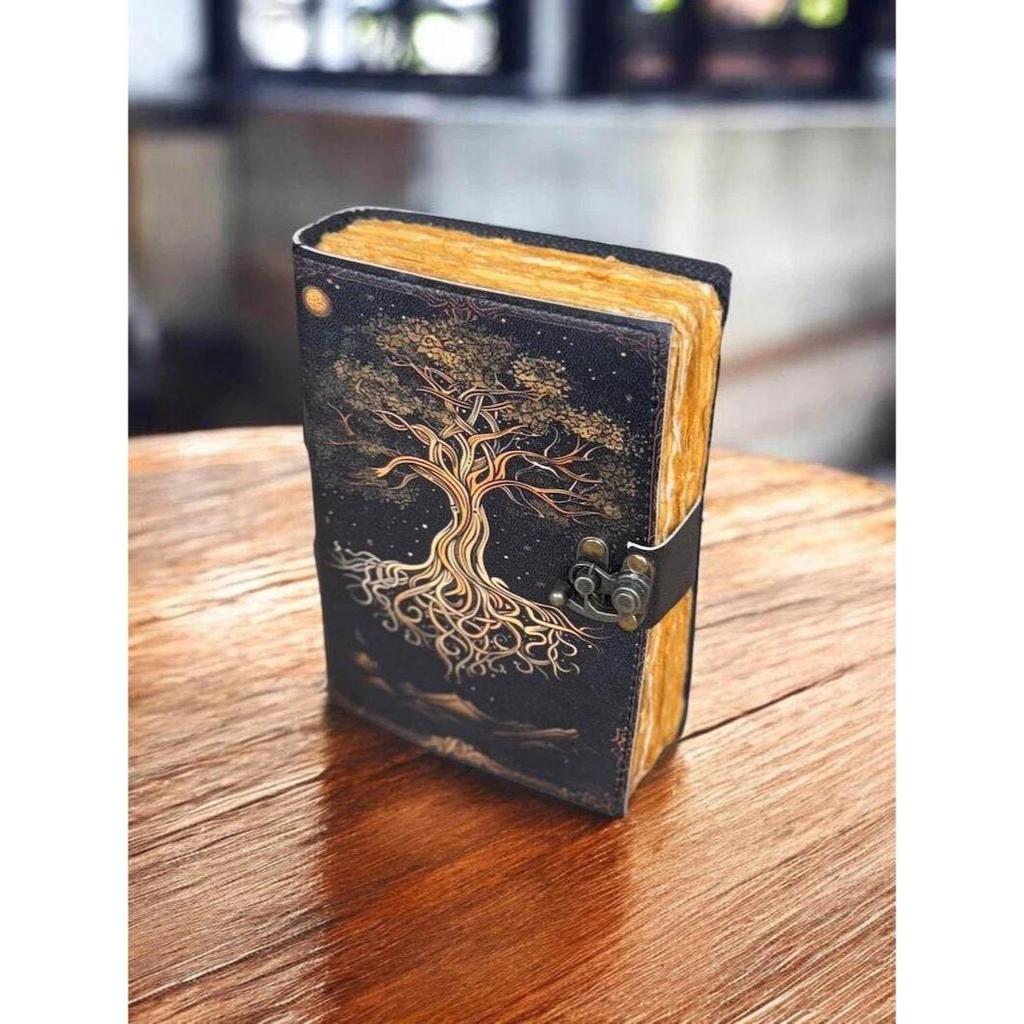 Handmade Tree of Life Leather Journal Celtic Notebook with Lock Gift for Him