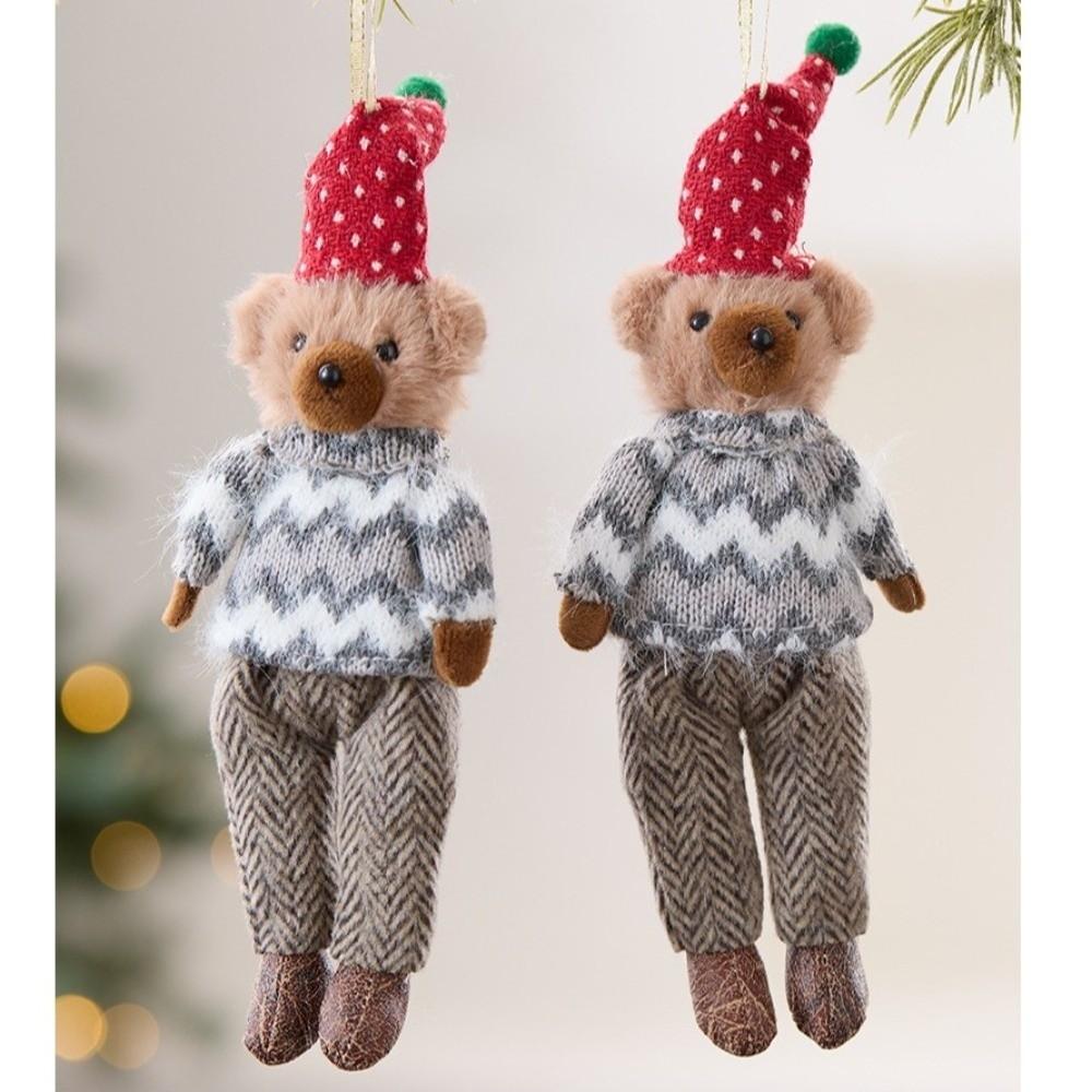 Cute Bear Doll Ornaments Plush Christmas Gift Doll Decorations  Xmas Party