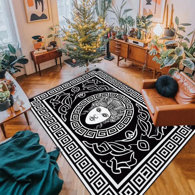 Nowoczesny Czarno-Biały Dywan do Dekoracji Salonu Luksusowe Dywany z Wyższej Półki Antypoślizgowy Dywanik Sypialniany Przyłóżkowy Zmywalna Mata Podłogowa na Korytarz