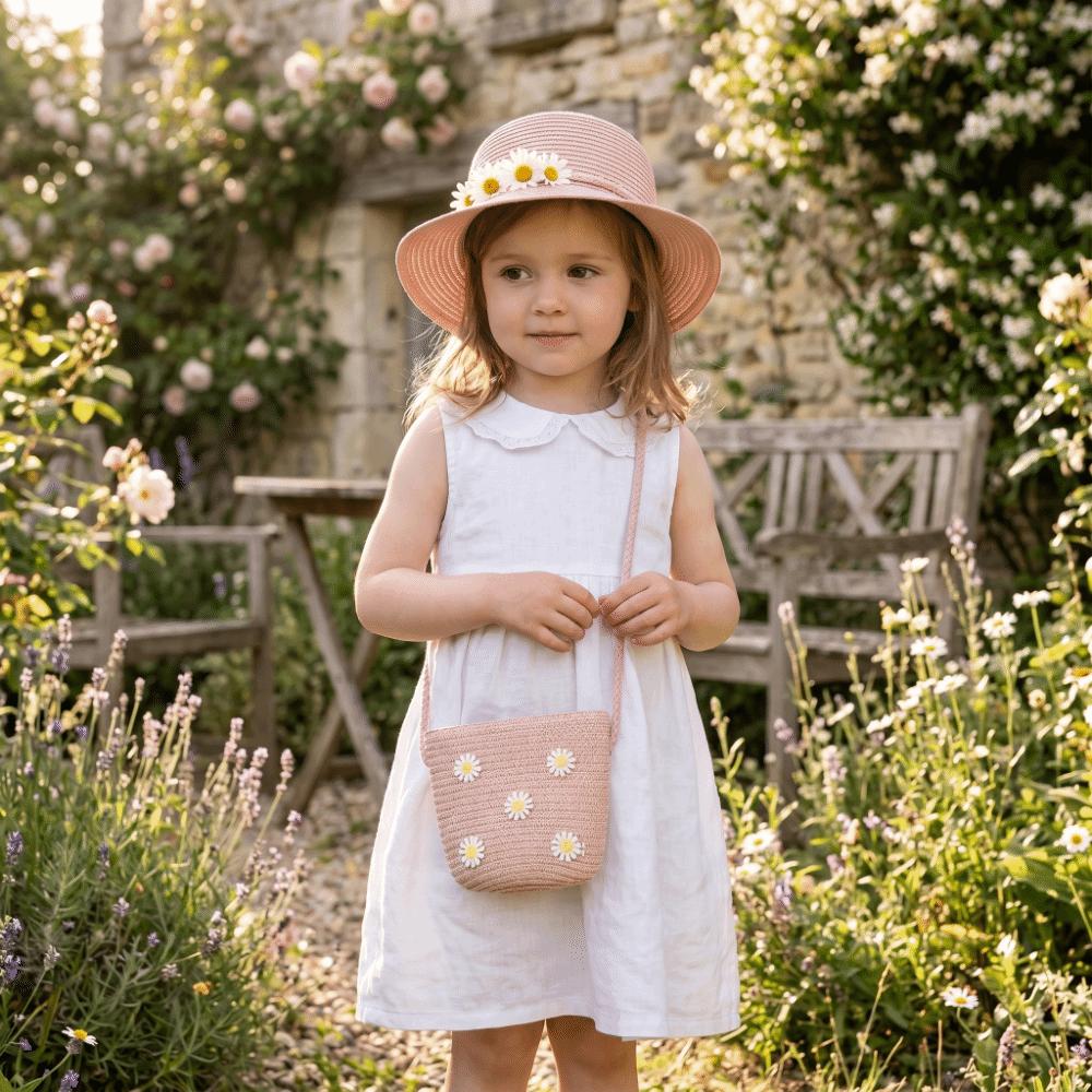 Natural Material Straw Beach Bag Weave Design Children Shoulder Bag  Holiday