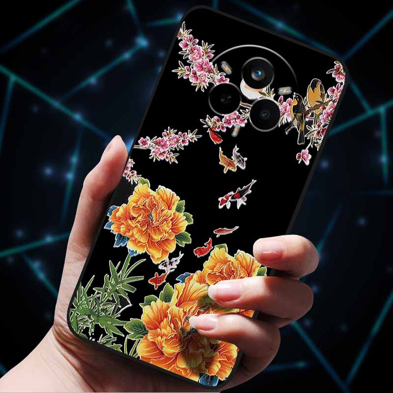 For Realme 14 Pro 5G Case 14Pro+ Soft Silicone Bumper 3D Flowers Emboss Phone Cases for Realme 14 Pro+ Plus Back Covers Shells