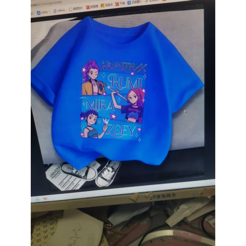 Kpop Demon Hunters Children's Clothing Short Sleeve T-shirt Cute Kpop Demon Hunters Tiger Harajuku Tshirt for Boys Girls