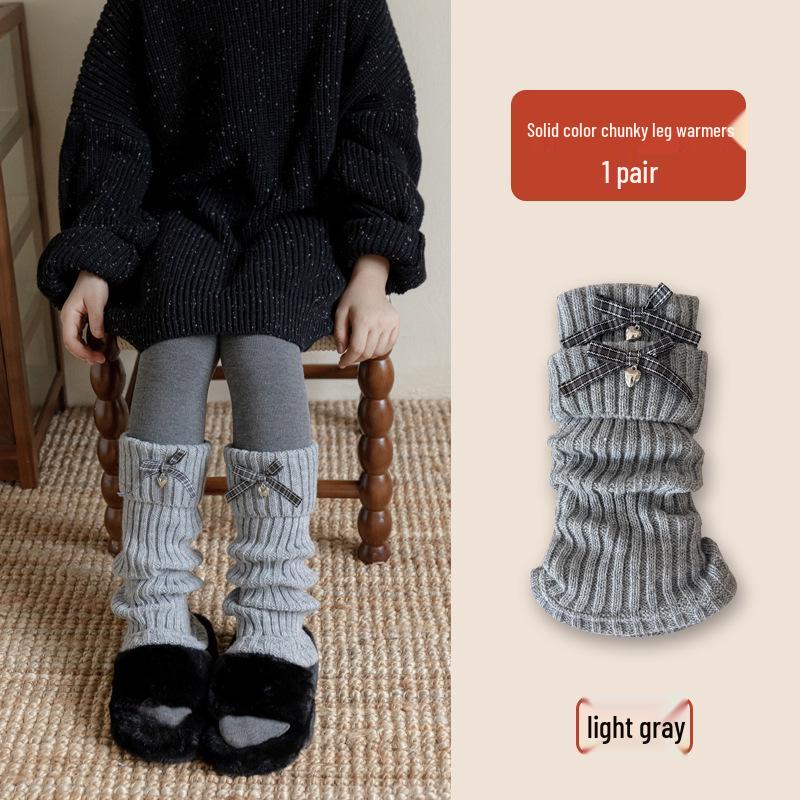 Winter Girls' Korean Style Bow Knot Ruffle Knit Leg Warmers
