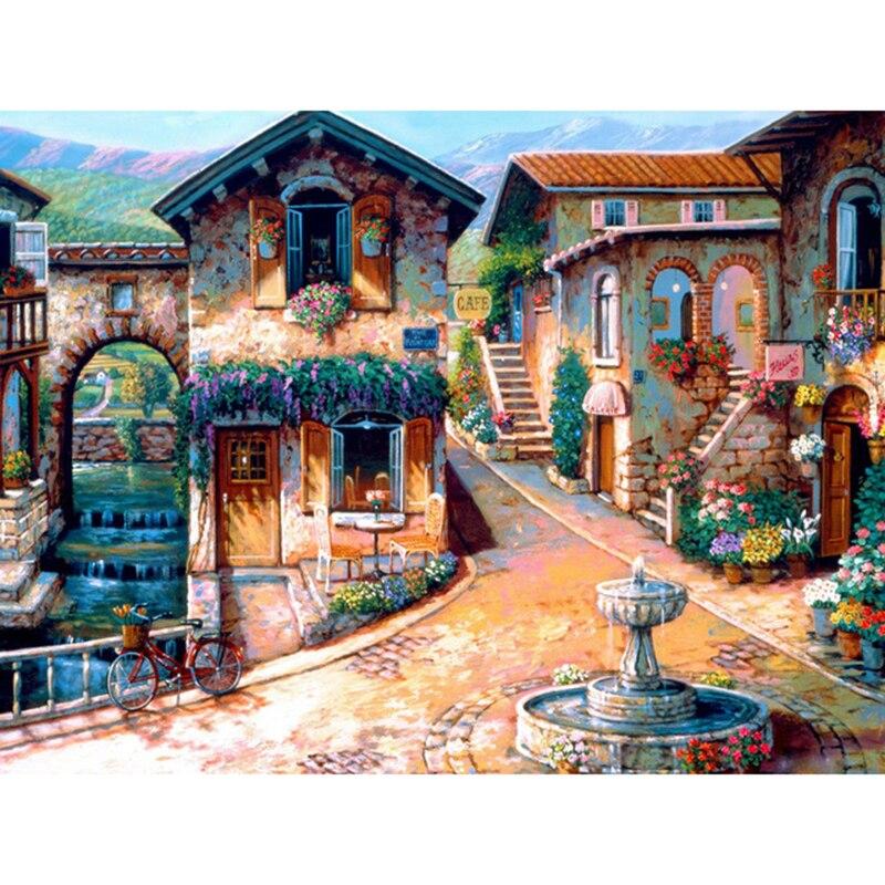 Painting Diamond Street 5d Diy Scenic Full Round Drill City Scenery Diamond Embroidery Mosaic Landscape Home Decor Gift
