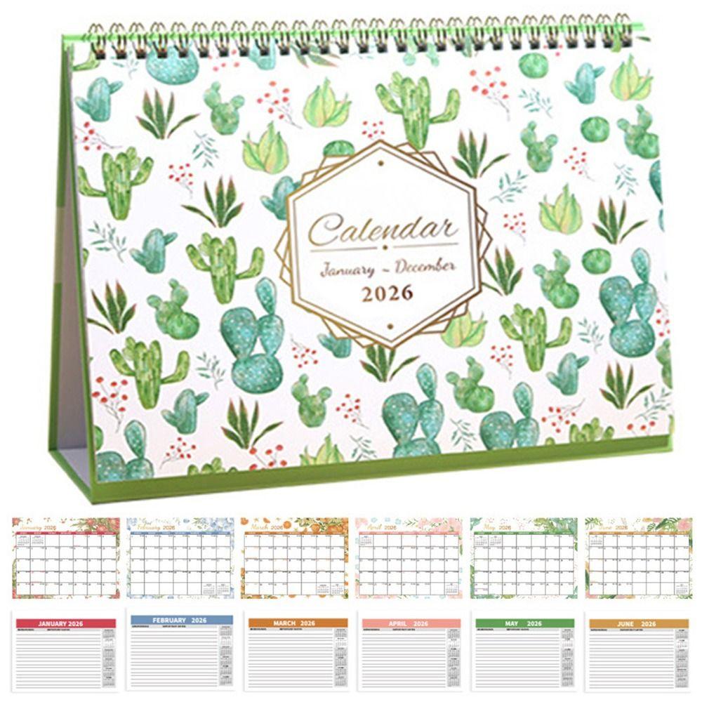 Creative 2026 Desktop Calendar Thick Paper Annual Schedule Organizer  School Office Supplies