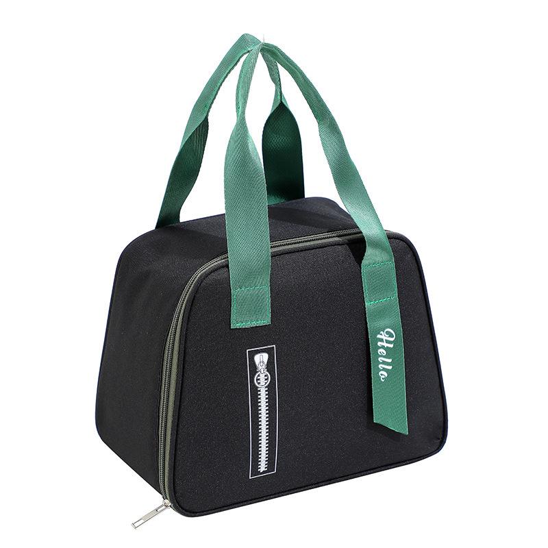 Stylish Oxford Cloth Thermal Lunch Bag - Trapezoidal, Large Capacity, Foldable, Handheld Bento Bag for Students.