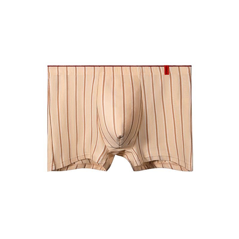 Men's Trendy Striped Cotton Boxer Briefs - Youth Large, Comfortable Sports Shorts