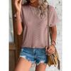 Top Eyelets Summer Spring Curved Hem, Casual Women's Short Sleeved Fashionable T-shirt Beach Vacation Short Style