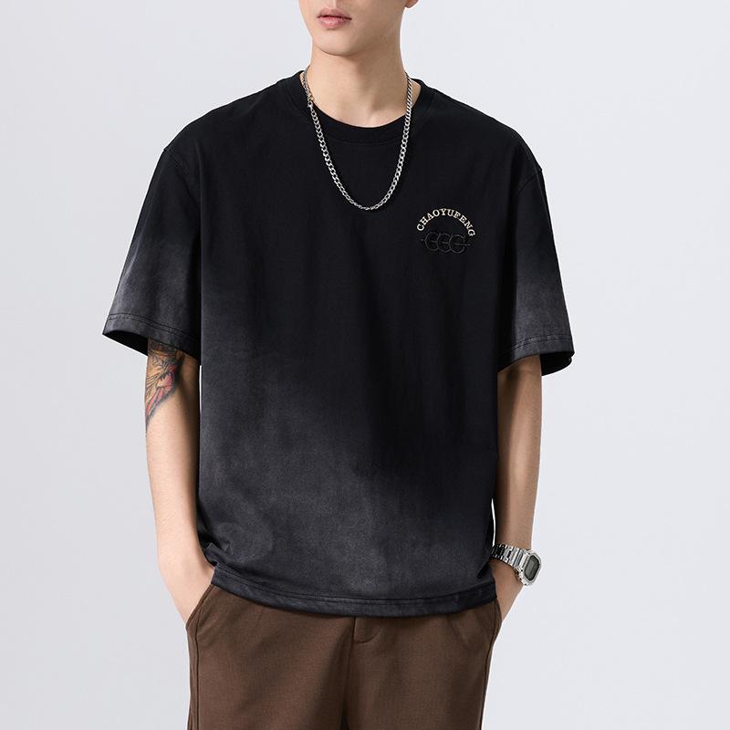 Heavy Washed Kurzarm-T-Shirt Herren Sommer Aktualisiert Große Größe Farbverlauf T-Shirt T-Shirt