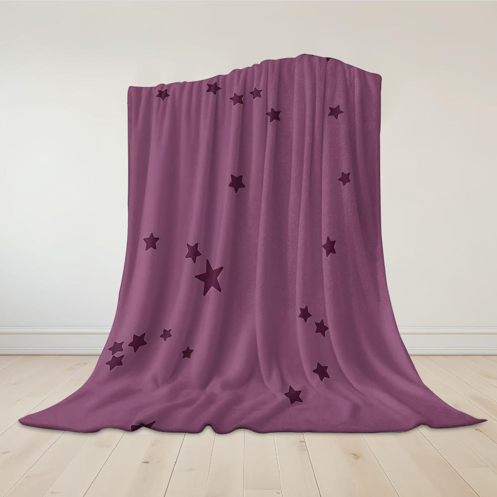 Purple Background Star Flannel Blanket Warm Soft Halloween Christmas Couch Warm Cozy Decorative Decor Gift for All Season