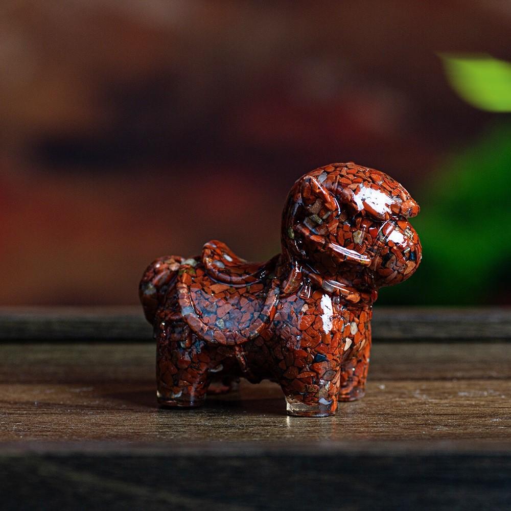 Resin Animal Ornament With Water Crystal Fill For Office Desk And Wealth Enhancement