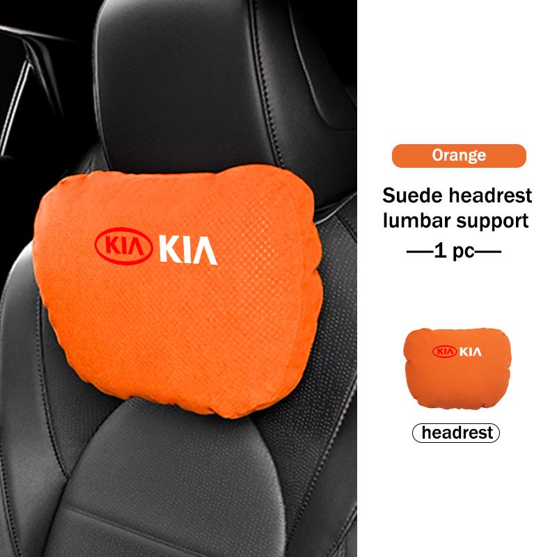 BBEI1 Car Styling Soft Suede Headrest Neck Support Seat Breathable Waist Pad Pillow Mat For KIA Cerato Proceed Venga Stonic Picanto